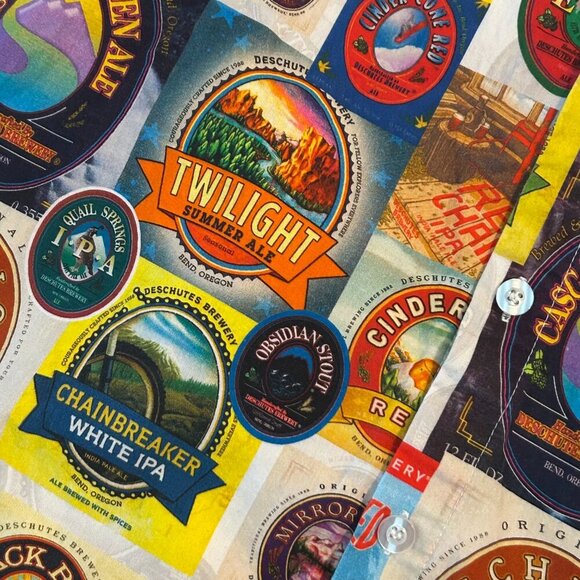 Deschutes Brewery Beer Label IPA Beer Button Down Shirt Size Large Oregon Brew - Picture 7 of 12